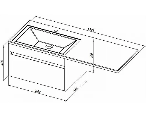Купить Тумба с раковиной Aquanet Токио 130 R 239218 подвесная Белая в магазине сантехники Santeh-Crystal.ru