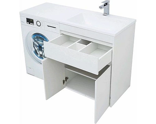 Приобрести Тумба с раковиной Aquanet Токио 130 R 239216 Белая в магазине сантехники Santeh-Crystal.ru