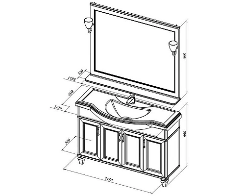 Купить Тумба под раковину Aquanet Валенса 120 252284 Белая матовая в магазине сантехники Santeh-Crystal.ru