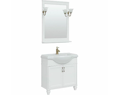 Приобрести Тумба с раковиной Aquanet Валенса New Классик 80 273546 Белая матовая в магазине сантехники Santeh-Crystal.ru