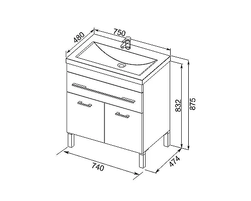 Приобрести Тумба с раковиной Aquanet Верона 75 213031 Белая в магазине сантехники Santeh-Crystal.ru