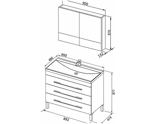 Купить Комплект мебели для ванной Aquanet Верона 90 287660 Белый в магазине сантехники Santeh-Crystal.ru