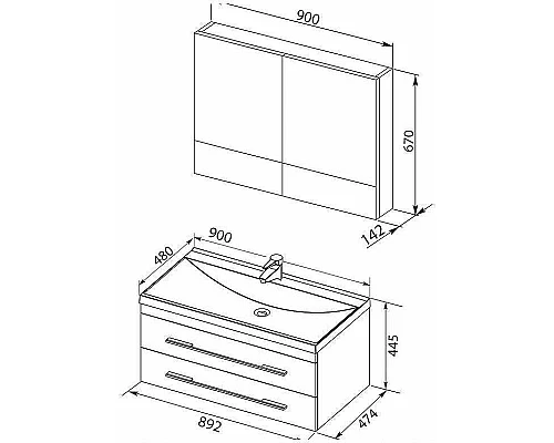 Заказать Комплект мебели для ванной Aquanet Верона 90 287653 подвесной Белый в магазине сантехники Santeh-Crystal.ru
