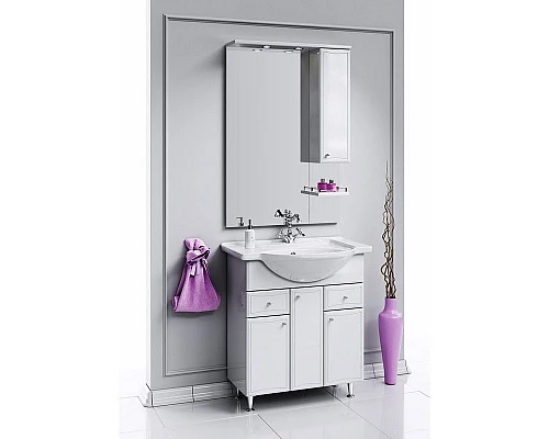 Купить Зеркало со шкафом Aqwella Барселона 70 Ba.02.07 с подсветкой Белое в магазине сантехники Santeh-Crystal.ru