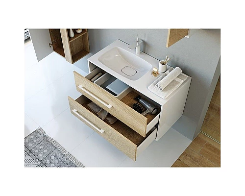 Приобрести Тумба под раковину Aqwella 5 Stars Майами 90 Mai.01.09/L Дуб сонома Белая в магазине сантехники Santeh-Crystal.ru