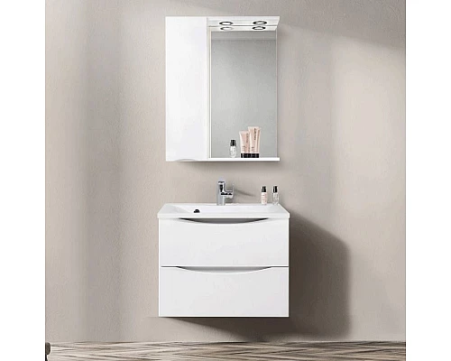 Заказать Зеркало со шкафом BelBagno MARINO-SPC-800/750-1A-BL-P-L 80 с подсветкой Bianco Lucido в магазине сантехники Santeh-Crystal.ru