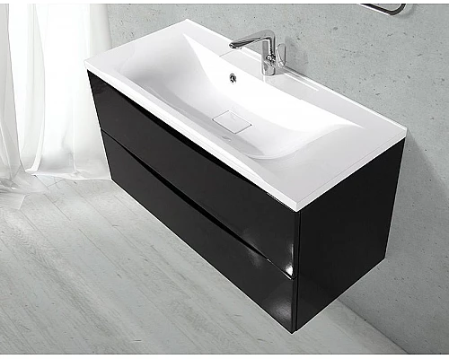 Приобрести Тумба под раковину BelBagno Marino 100 MARINO-1000-2C-SO-NL-P подвесная Nero Lucido в магазине сантехники Santeh-Crystal.ru