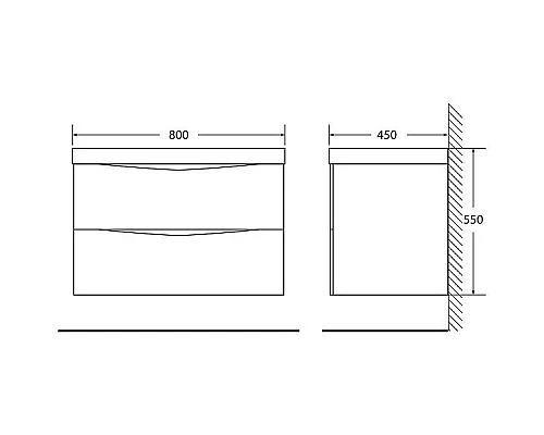 Купить Тумба под раковину BelBagno Marino 80 MARINO-800-2C-SO-RG-P подвесная Rovere Grigio в магазине сантехники Santeh-Crystal.ru