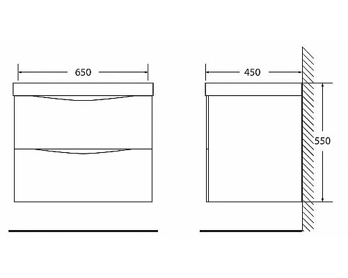 Заказать Тумба под раковину BelBagno Marino 65 MARINO-650-2C-SO-RG-P подвесная Rovere Grigio в магазине сантехники Santeh-Crystal.ru