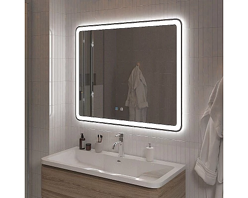 Приобрести Зеркало BelBagno Marino 100 SPC-MAR-1000-800-LED-TCH-SND с подсветкой с голосовым управлением и подогревом в магазине сантехники Santeh-Crystal.ru