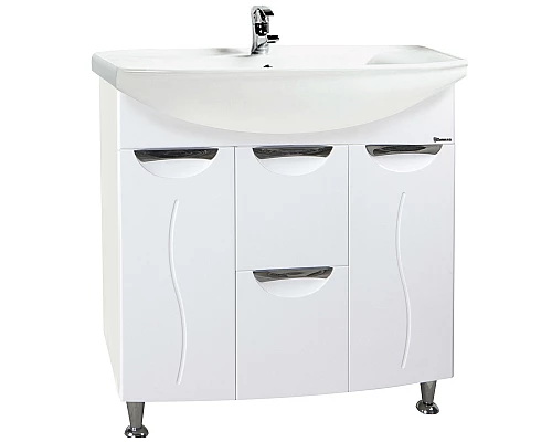 Приобрести Тумба под раковину Bellezza Глория 85 4638514100013 с бельевой корзиной Белая в магазине сантехники Santeh-Crystal.ru