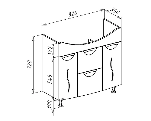 Приобрести Тумба под раковину Bellezza Глория 85 4638514100013 с бельевой корзиной Белая в магазине сантехники Santeh-Crystal.ru