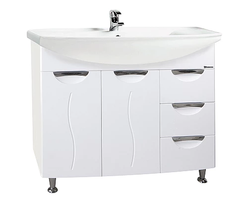 Приобрести Тумба под раковину Bellezza Глория 105 4638518080014 с бельевой корзиной Белая в магазине сантехники Santeh-Crystal.ru