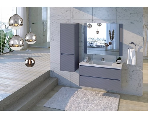 Купить Тумба под раковину Bellezza Лоренцо 100 4639117270363 подвесная Серебро в магазине сантехники Santeh-Crystal.ru