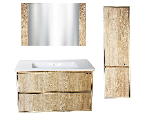 Приобрести Тумба под раковину Bellezza Лоренцо 100 4639117270479 подвесная Дуб светлый в магазине сантехники Santeh-Crystal.ru
