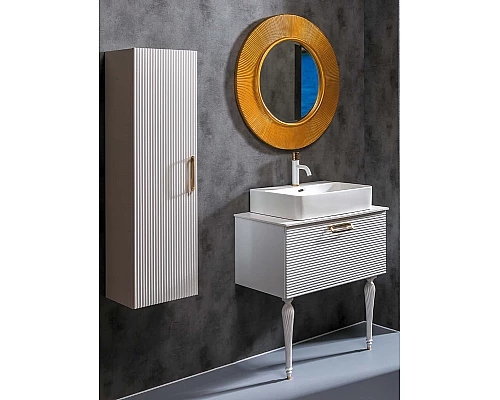 Купить Тумба под раковину Boheme Armadi Art Vallessi Avangarde Linea 100 842-100-WG подвесная Белая Золото в магазине сантехники Santeh-Crystal.ru