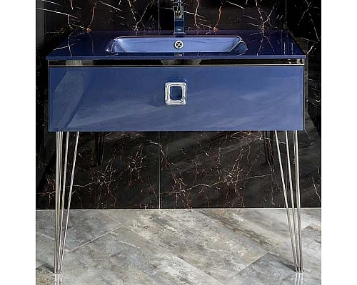 Купить Тумба под раковину Boheme Armadi Art Lucido 100 770-100-BL подвесная Насыщенный синий в магазине сантехники Santeh-Crystal.ru