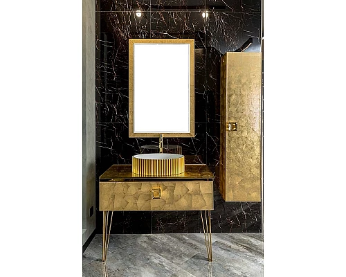 Купить Тумба под раковину Boheme Armadi Art Lucido 100 770-100-Foil подвесная Поталь в магазине сантехники Santeh-Crystal.ru