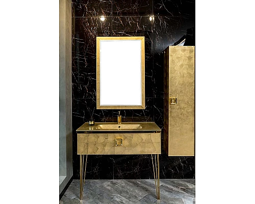 Купить Тумба под раковину Boheme Armadi Art Lucido 100 770-100-Foil подвесная Поталь в магазине сантехники Santeh-Crystal.ru