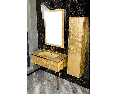 Купить Тумба под раковину Boheme Armadi Art Lucido 100 770-100-Foil подвесная Поталь в магазине сантехники Santeh-Crystal.ru