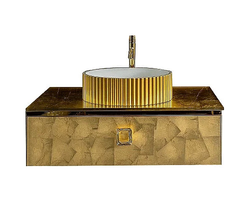 Купить Тумба под раковину Boheme Armadi Art Lucido 100 770-100-Foil подвесная Поталь в магазине сантехники Santeh-Crystal.ru