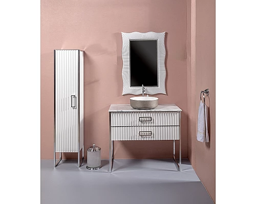 Приобрести Тумба под раковину Boheme Armadi Art Monaco 100 867-100-WCR Белый глянец Хром в магазине сантехники Santeh-Crystal.ru