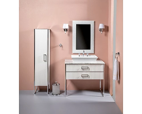 Приобрести Тумба под раковину Boheme Armadi Art Monaco 100 867-100-WCR Белый глянец Хром в магазине сантехники Santeh-Crystal.ru