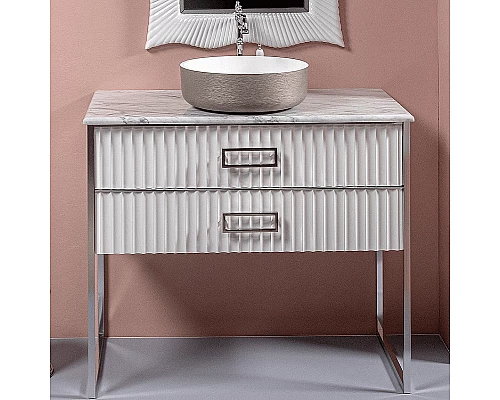 Приобрести Тумба под раковину Boheme Armadi Art Monaco 100 867-100-WCR Белый глянец Хром в магазине сантехники Santeh-Crystal.ru