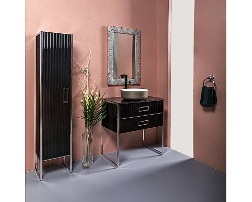 Заказать Тумба под раковину Boheme Armadi Art Monaco 80 867-080-BCR Черный глянец Хром в магазине сантехники Santeh-Crystal.ru