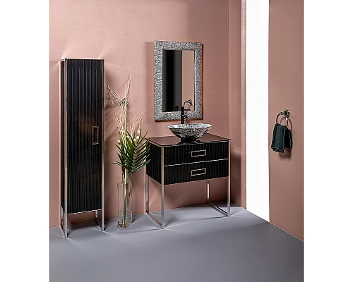 Заказать Тумба под раковину Boheme Armadi Art Monaco 80 867-080-BCR Черный глянец Хром в магазине сантехники Santeh-Crystal.ru
