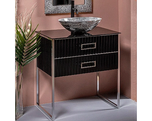 Заказать Тумба под раковину Boheme Armadi Art Monaco 80 867-080-BCR Черный глянец Хром в магазине сантехники Santeh-Crystal.ru