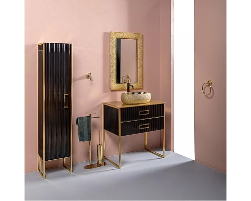 Заказать Тумба под раковину Boheme Armadi Art Monaco 80 867-080-BG Черный глянец Золото в магазине сантехники Santeh-Crystal.ru