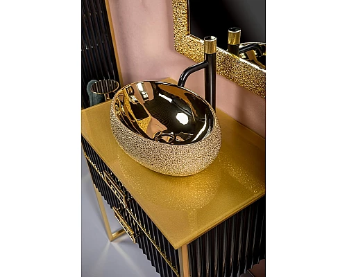 Заказать Тумба под раковину Boheme Armadi Art Monaco 80 867-080-BG Черный глянец Золото в магазине сантехники Santeh-Crystal.ru