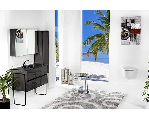 Заказать Зеркальный шкаф Boheme Armadi Art Vallessi 100 546-A glossy с подсветкой Антрацит глянец в магазине сантехники Santeh-Crystal.ru