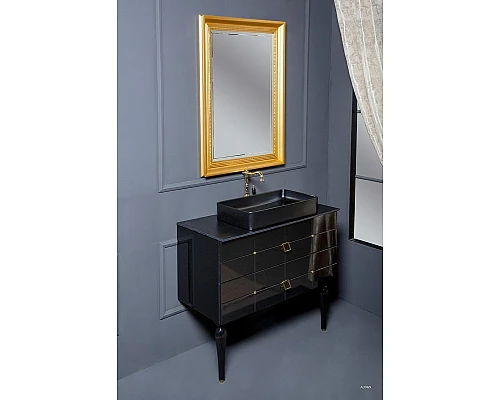 Заказать Тумба под раковину Boheme Armadi Art Vallessi Avangarde Piazza 100 841-100-BG подвесная Черный глянец Золото в магазине сантехники Santeh-Crystal.ru