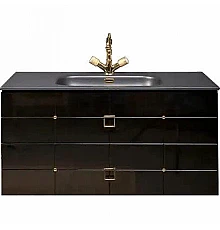 Тумба под раковину Boheme Armadi Art Vallessi Avangarde Piazza 100 841-100-BG подвесная Черный глянец Золото