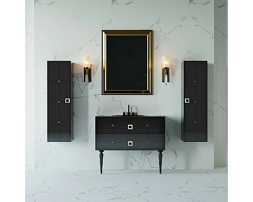 Заказать Тумба под раковину Boheme Armadi Art Vallessi Avangarde Piazza 100 841-100-BG подвесная Черный глянец Золото в магазине сантехники Santeh-Crystal.ru