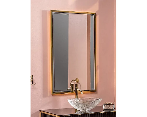 Приобрести Зеркало Boheme Armadi Art Monaco 70 566-BG с подсветкой Черный глянец Золото в магазине сантехники Santeh-Crystal.ru