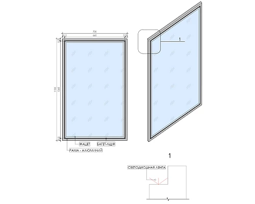 Приобрести Зеркало Boheme Armadi Art Monaco 70 566-BG с подсветкой Черный глянец Золото в магазине сантехники Santeh-Crystal.ru