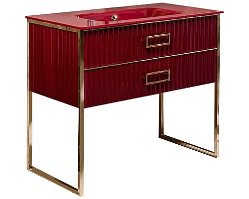 Заказать Тумба под раковину Boheme Armadi Art Monaco 100 866-100-RG Бордо глянец Золото в магазине сантехники Santeh-Crystal.ru