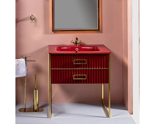Заказать Тумба под раковину Boheme Armadi Art Monaco 100 866-100-RG Бордо глянец Золото в магазине сантехники Santeh-Crystal.ru