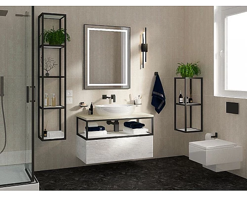 Купить Тумба Cezares Cadro 100 CADRO-100-1C-SO-BG-BLUM подвесная Bianco Ghiaccio в магазине сантехники Santeh-Crystal.ru