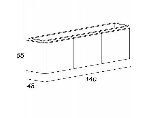 Приобрести Тумба под раковину Cezares Stylus 140 55232 подвесная Blu Petrolio в магазине сантехники Santeh-Crystal.ru