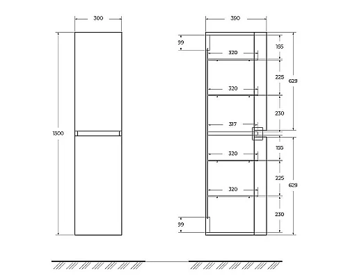 Купить Шкаф пенал Cezares Vague 30 44323 подвесной Antacite в магазине сантехники Santeh-Crystal.ru