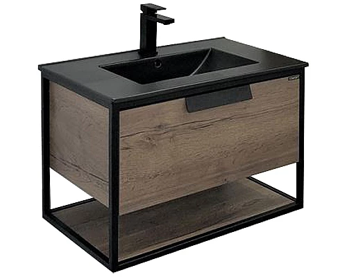 Купить Тумба с раковиной Comforty Бонн 75 00-00001936 подвесная Дуб темный в магазине сантехники Santeh-Crystal.ru