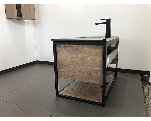 Купить Тумба с раковиной Comforty Бонн 75 00-00001936 подвесная Дуб темный в магазине сантехники Santeh-Crystal.ru