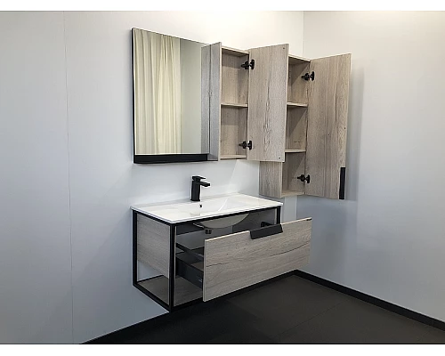 Заказать Зеркало со шкафом Comforty Бонн 90 00-00001951 Дуб дымчатый в магазине сантехники Santeh-Crystal.ru