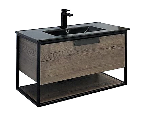 Заказать Тумба с раковиной Comforty Бонн 90 00-00001937 подвесная Дуб темный в магазине сантехники Santeh-Crystal.ru