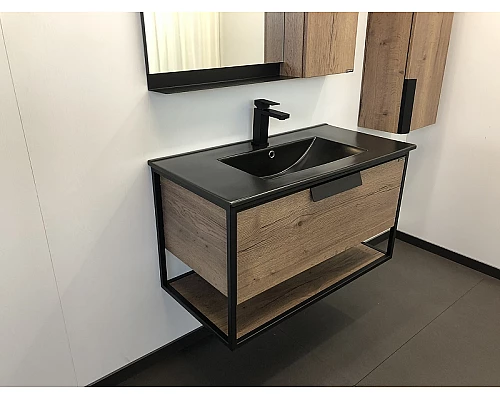 Заказать Тумба с раковиной Comforty Бонн 90 00-00001937 подвесная Дуб темный в магазине сантехники Santeh-Crystal.ru