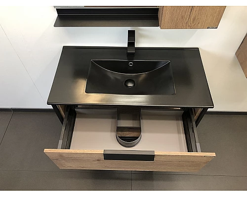 Заказать Тумба с раковиной Comforty Бонн 90 00-00001937 подвесная Дуб темный в магазине сантехники Santeh-Crystal.ru